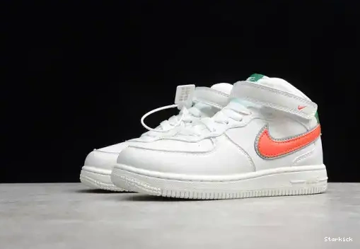 Orange Nike Green Kids Mid 1 Air Force 314193-100 07 White 0701